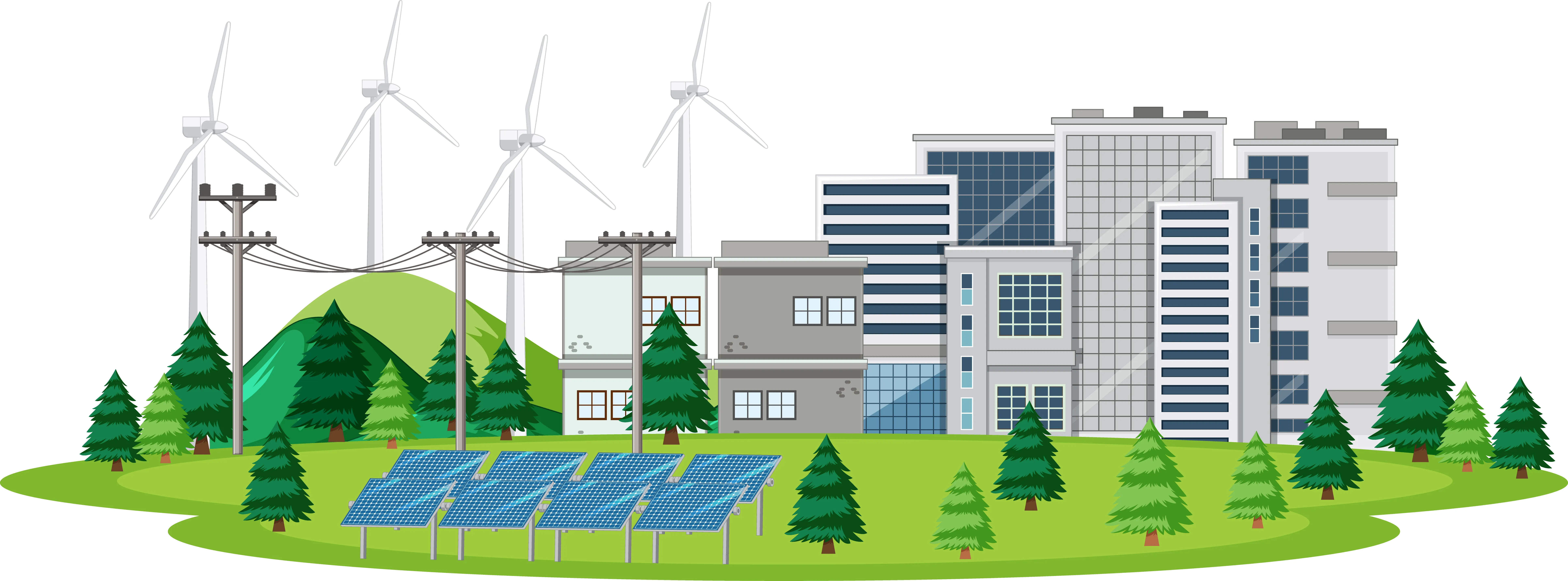 Scene with clean energy in the city Scene with clean energy in the city illustration